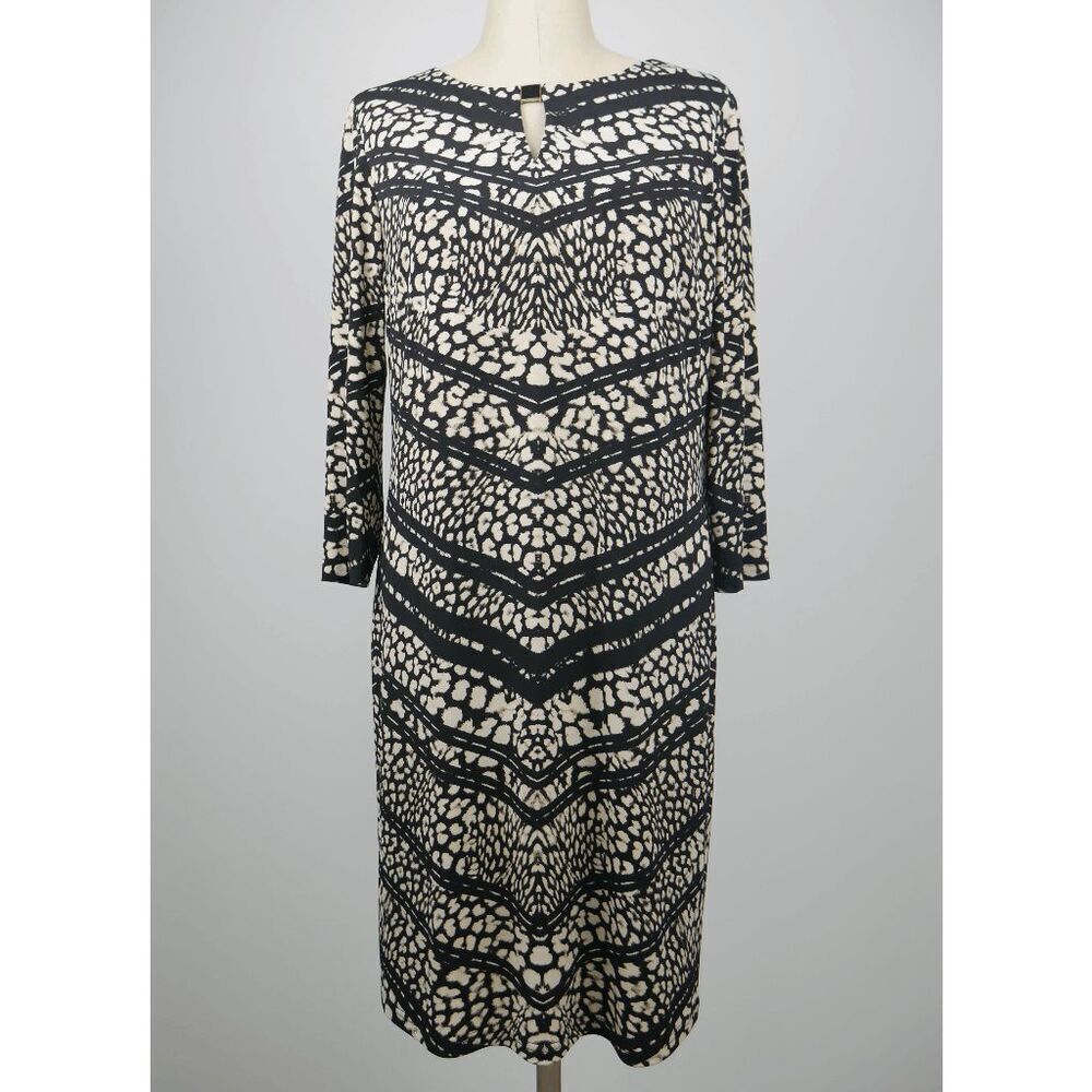 TAHARI | 3/4 Sleeve Abstract Print Shift Dress Size 8